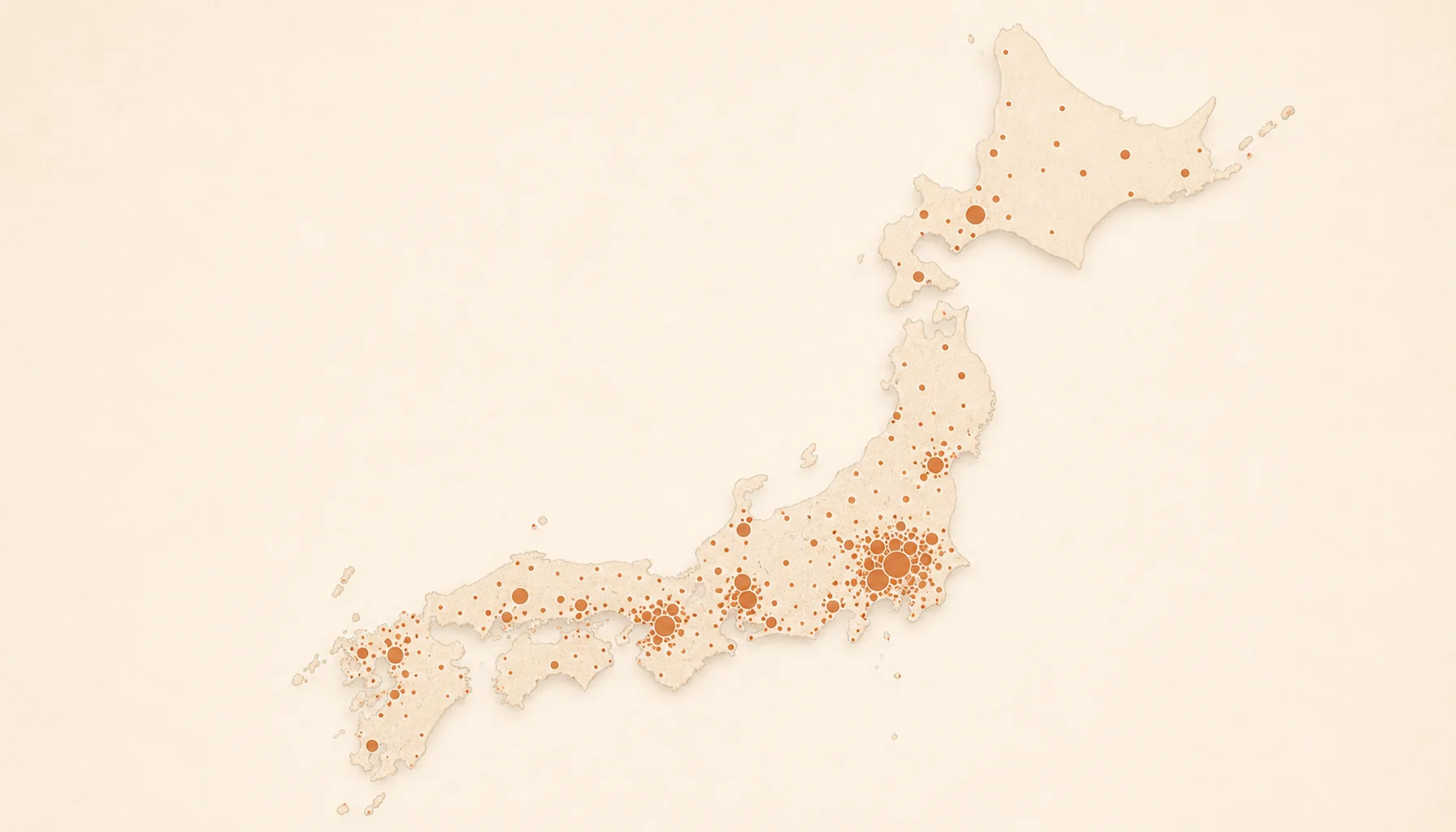 全国分布の概要を示すドット地図