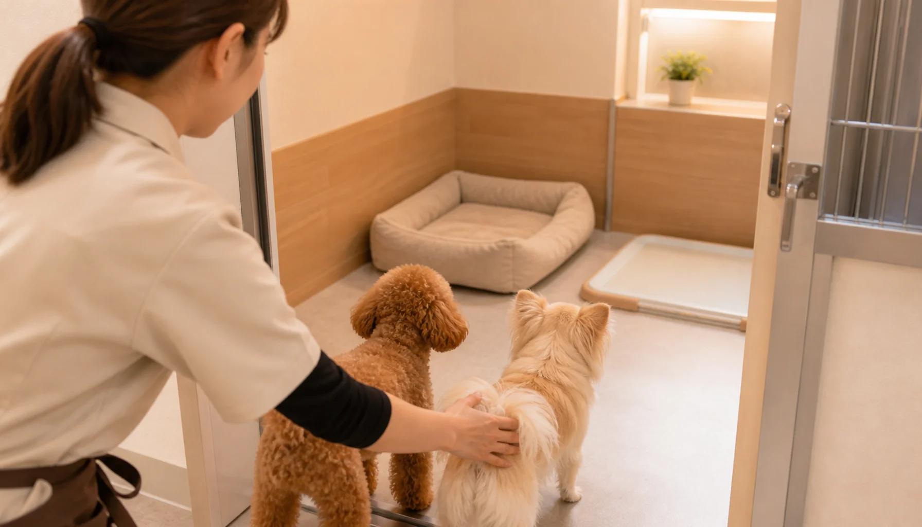 同室預けされる兄弟の2頭の小型犬