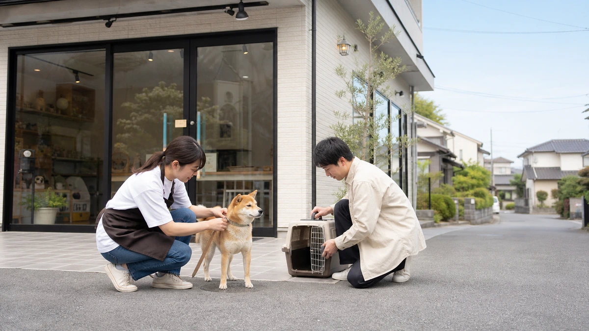 佐賀市の住宅街にあるペットショップ兼ペットホテルの外観