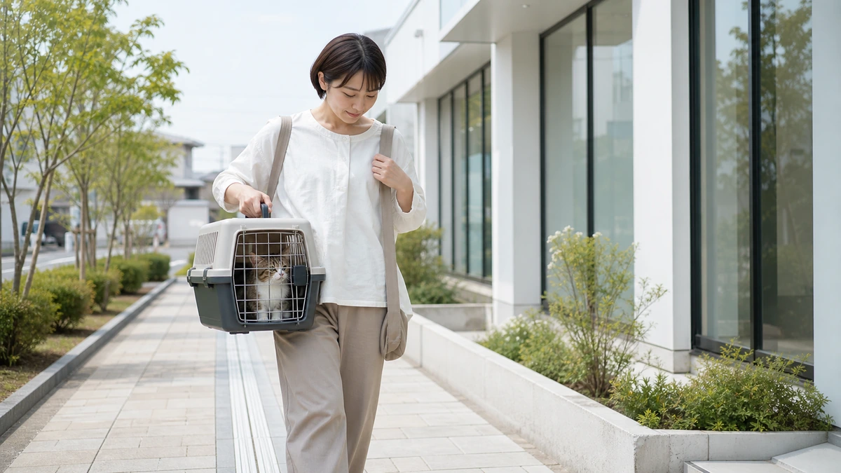 栃木県の動物病院に猫を連れて向かう飼い主